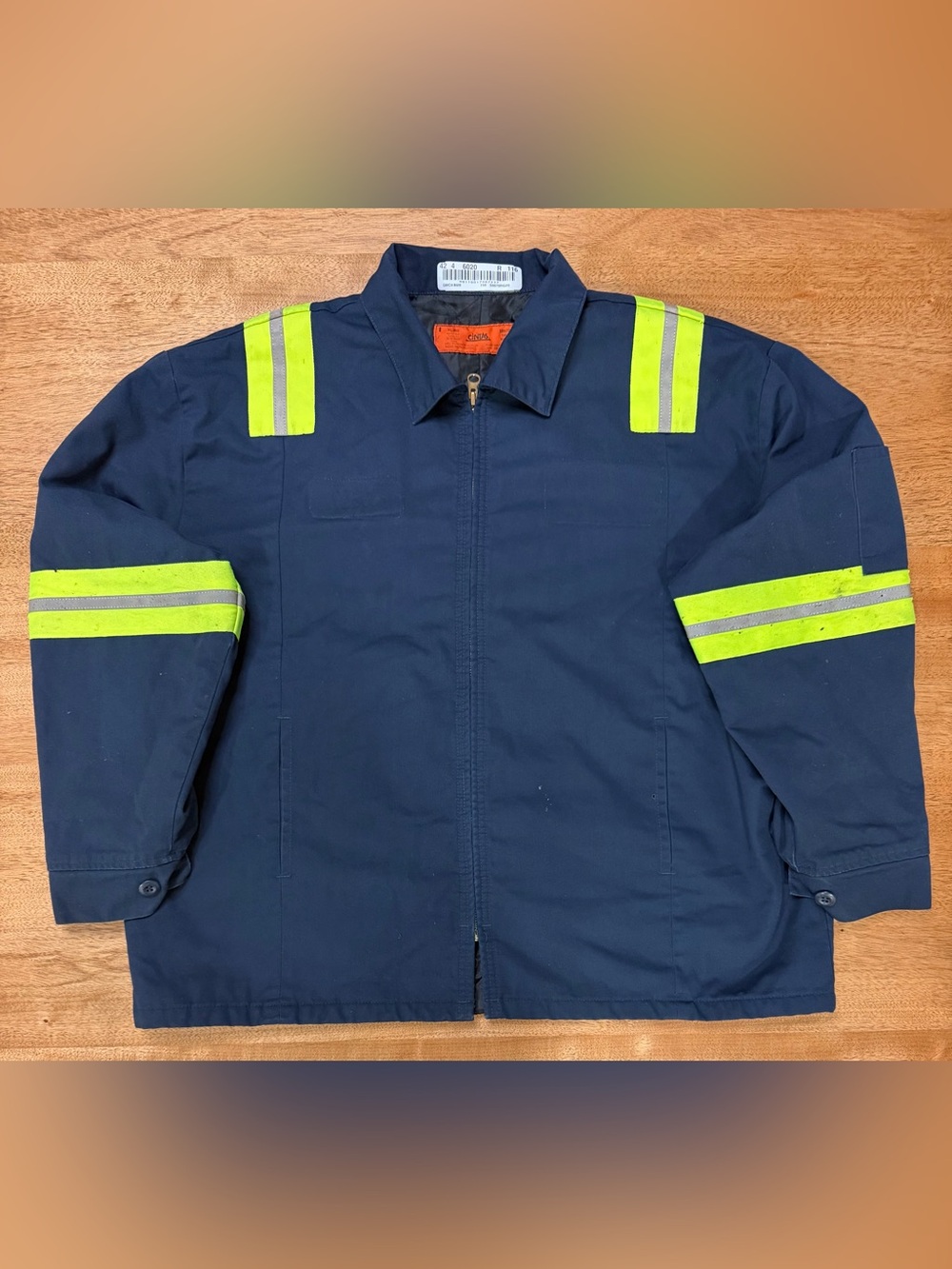 Cintas - Work Jacket w/ Reflective Hi-Vis | Dark Blue & Used | Insulated Coat XL